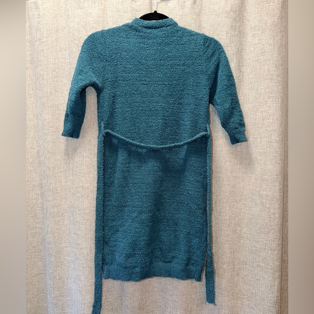 Cozy Long Open-Front Teal Cardigan Robe size 4 - Picture 3 of 3